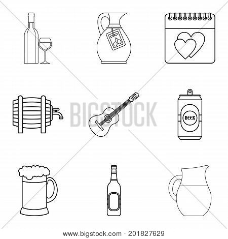 Crapulence icons set. Outline set of 9 crapulence vector icons for web isolated on white background