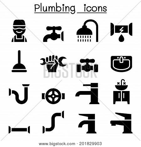 Plumbing icons set vector illustration graphic design