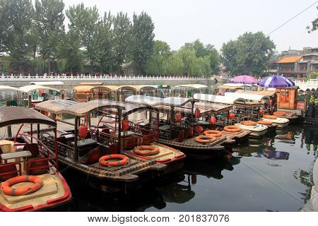 The Rental Boat In Houhai Lake Area In Beijing