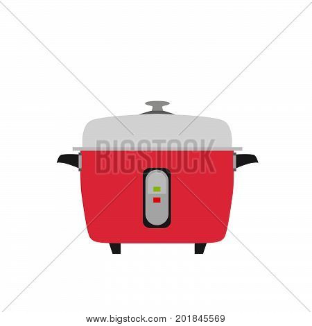 Cooker rice vector electric icon illustration kitchen food pot object background slow pan isolated