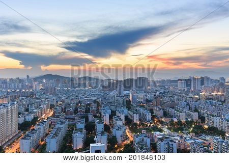 Xiamen,China - Jul 31,2015:Xiamen East Mountain Villa Evening In Xiamen City,Fujian,China