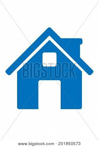Blue home icon drawing on a white background