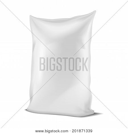 White Foil Or Paper Food or Household Chemicals Bag Packaging. sachet Snack Pouch Food For Animals. Vector mock up for your design