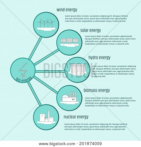 Green energy. infographics with alternative energy sources
