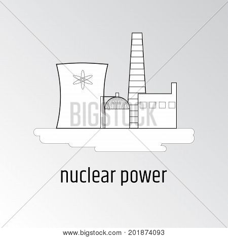 Vector illustration of nuclear power plant. Linear design