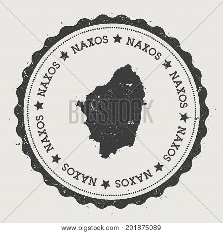 Naxos Sticker. Hipster Round Rubber Stamp With Island Map. Vintage Passport Sign With Circular Text