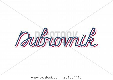Hand lettering of Dubrovnik city of Croatia - for postcard travel poster historic maps and promotional materials of the travel agency vector illustration
