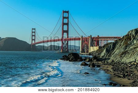 The Golden Gate Bridge as seen from Marshall;s Beach