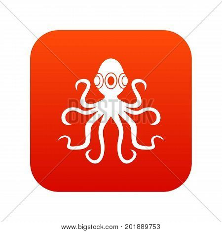 Octopus icon digital red for any design isolated on white vector illustration