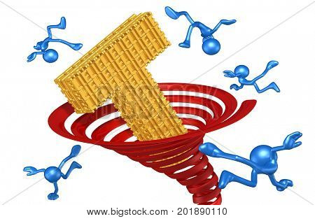 Tornado Around A T Made Of Lies 3D Illustration