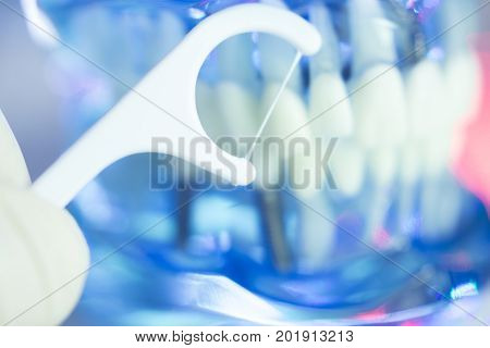 Dental Floss Cleaning Teeth