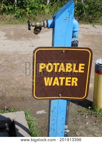 A potable water station at a campground.