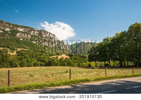 Impressive views of the mountains gorges cayons and walls of the National Park 'De Vercors' in France