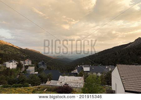 Sunset view from the port of Navacerrada Spain