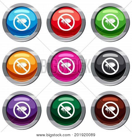 No flea sign set icon isolated on white. 9 icon collection vector illustration