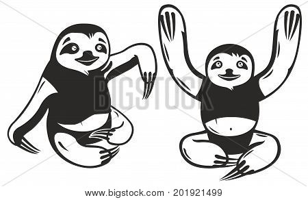 Vector art with stylized black and white Sloth.