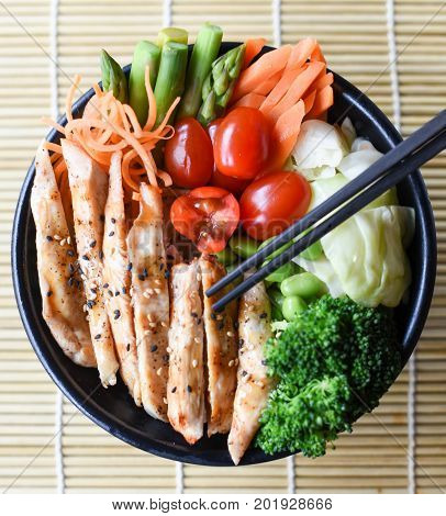 Healthy Japanese Traditional Chicken Teriyaki with vegetables