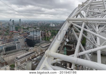 Aerial view at London city with cloudy sky