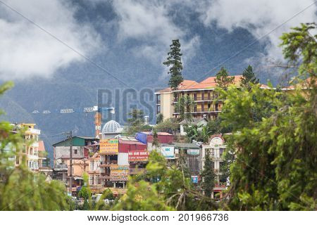 SA PA, VIETNAM - AUGUST 2017: Sa Pa town, the high mountains, Lao Cai province, Vietnam