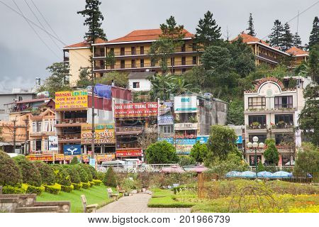 SA PA, VIETNAM - AUGUST 2017: Sa Pa town, the high mountains, Lao Cai province, Vietnam