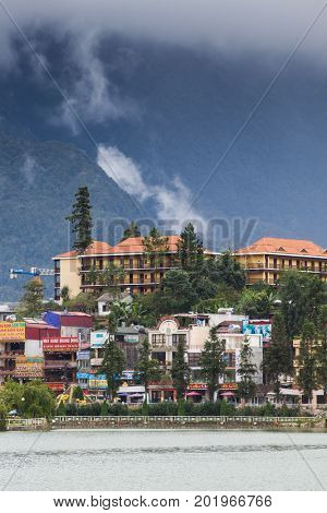 SA PA, VIETNAM - AUGUST 2017: Sa Pa town, the high mountains, Lao Cai province, Vietnam