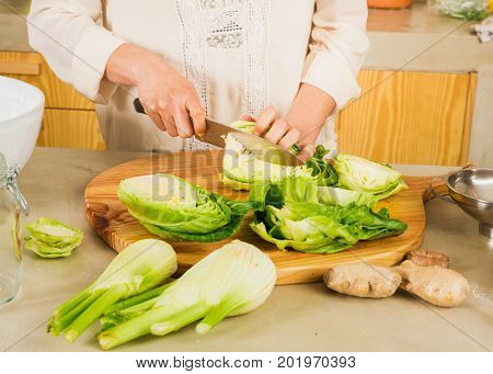 Chopped cabbage to permented preserved vegetables. Cabbage kimchi and sauerkraut sour cabbage.