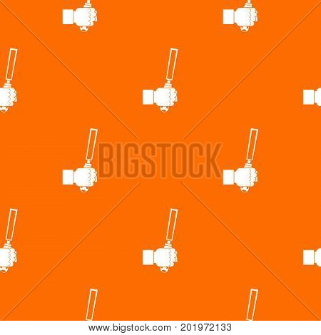 Chisel tool in man hend pattern repeat seamless in orange color for any design. Vector geometric illustration
