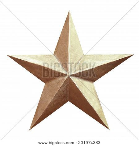 Golden Christmas Star isolated on white Background