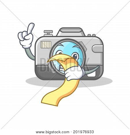With menu camera caharacter cartoon design vector illustration