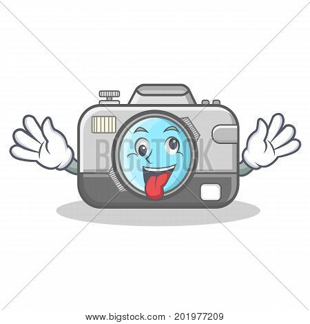 Crazy camera caharacter cartoon design vector illustration