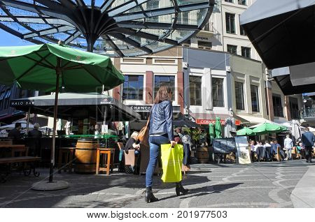Woman Shopping In Chancery Square Auckland New Zealand