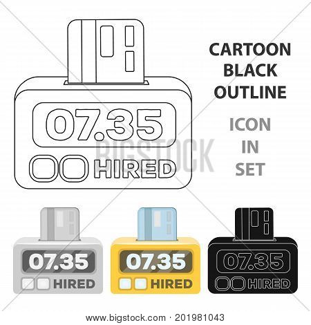 Yellow taxi counter with bank card.A device for measuring and calculating the cost of travel in a taxi. Taxi station single icon in cartoon style vector symbol stock web illustration.