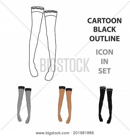 Women's full length compression tights.Transparent stockings with a bow. Underwear lingerie.  Woman clothes single icon in cartoon style vector symbol stock web illustration.