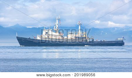 rescue ship in the Avacha Bay of the Pacific ocean