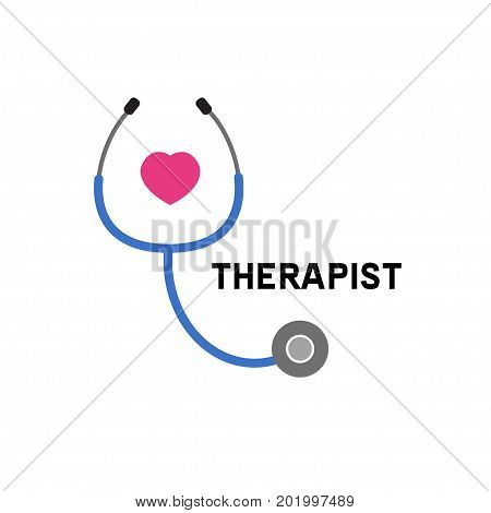 Logo doctor. Icon therapist cardiologist. Stethoscope. Vector illustration