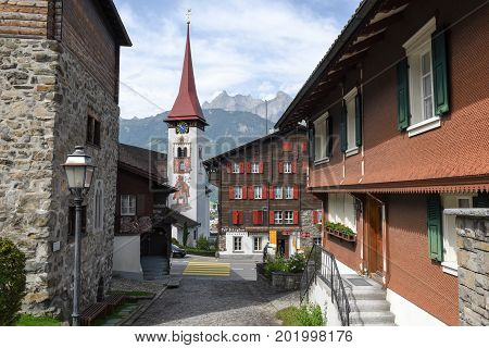 The Village Of Burglen On The Swiss Alps