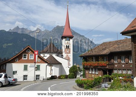 The Village Of Burglen On The Swiss Alps
