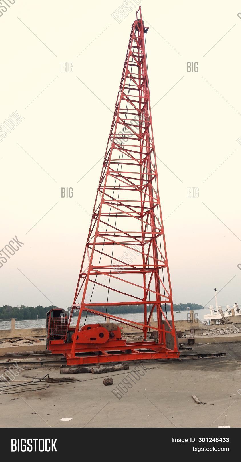 Derrick Pile On Port. Image & Photo (Free Trial) | Bigstock