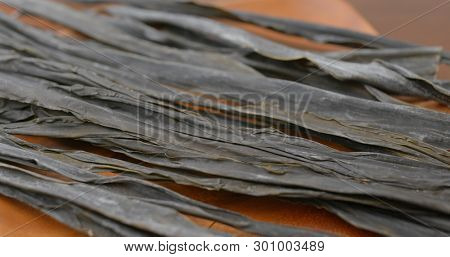 Close up of dry Japanese konbu