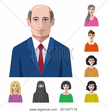Vector Illustration Of Avatar And Face Icon. Set Of Avatar And Profile Vector Icon For Stock.