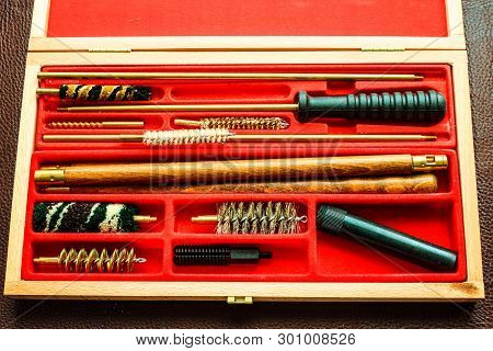 Ramrod For Cleaning Gun Isolated. Gun Cleaning Kit.