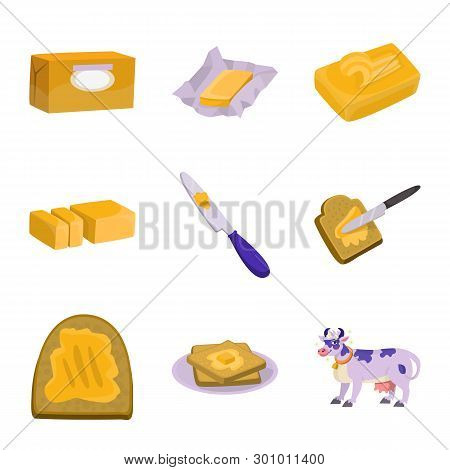 Vector Design Of Food And Dairy Logo. Set Of Food And Cholesterol Stock Vector Illustration.