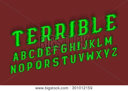 Terrible Alphabet. Halloween Stylized 3d Font. Isolated English Alphabet.