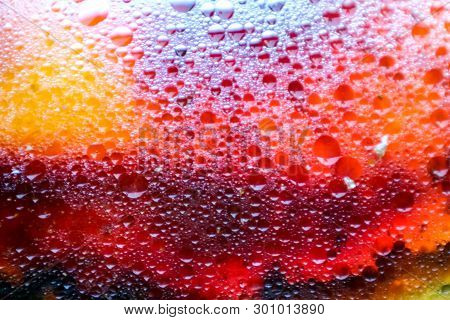 Blurred Red Orange Yellow Of Dark And Shadow Of Oil Surface Texture