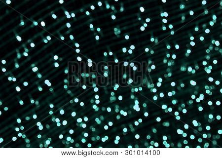 Aqua Color Abstract Of Blur And Bokeh Colorful Light Interior And Night Garden