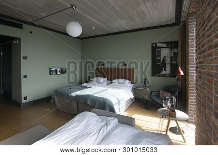 Solna, Sweden - April 21, 2019: Room Interior The Winery Hotel Family Room On April 21, 2019 In Soln