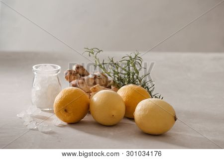 Detox Lemon Ginger Water With Rosemarry - Image