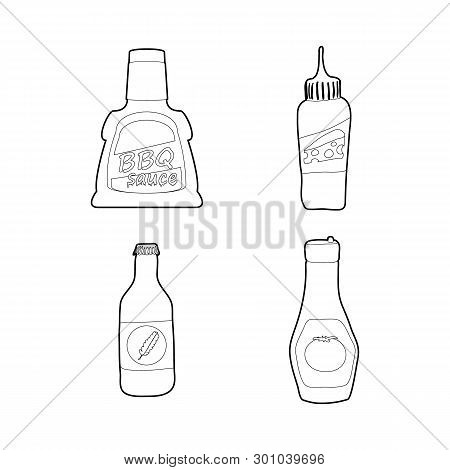 Sauce Bottle Icon Set. Outline Set Of Sauce Bottle Icons For Web Design Isolated On White Background