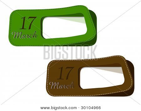 Vektor-Illustration des neuen Labels für St.Patrick's Day in grün und braun Farbe mit Text festgelegt. isol