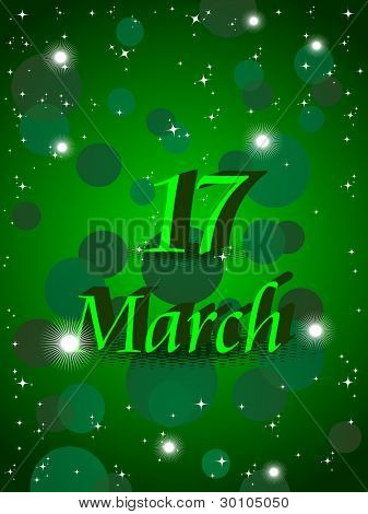 En vektor illustration af et lykønskningskort med tekst på skinnende bobler baggrund for St. Patrick's Da